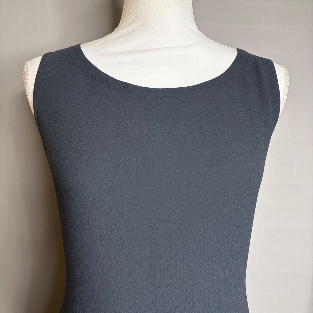 Eileen Fisher Silk Georgette Maxi Dress Petite M Gray Minimalist Casual Work - Picture 6 of 8